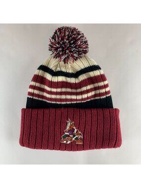 Arizona Coyotes NHL Red Black Fan Favorite Pom Knit Beanie Cap